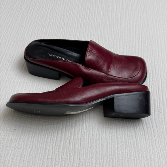 Vintage Y2K Deep Maroon Red Leather Slip On Mules Size 8.5 Retro Fall Classic - Picture 9 of 12